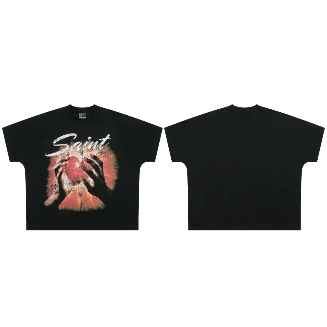 SAINT vintage American fashion special version one-piece short-sleeved T-shirt Wholesale price: 118 Size: M L XL Style number: 2154 Color: black